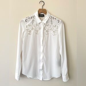 The Kooples Broderie Anglaise Button‎ Down Shirt White XS